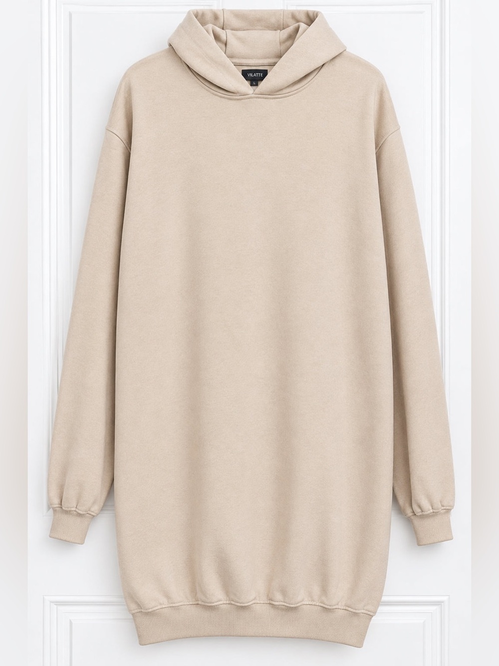 PrettyLittleThing Oversized Hoodie Dress in Beige